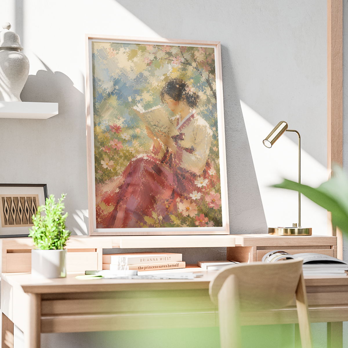 Korean Folk Woman Water Painting - South Korea - Travel Poster Print Modern Style Wall Art
