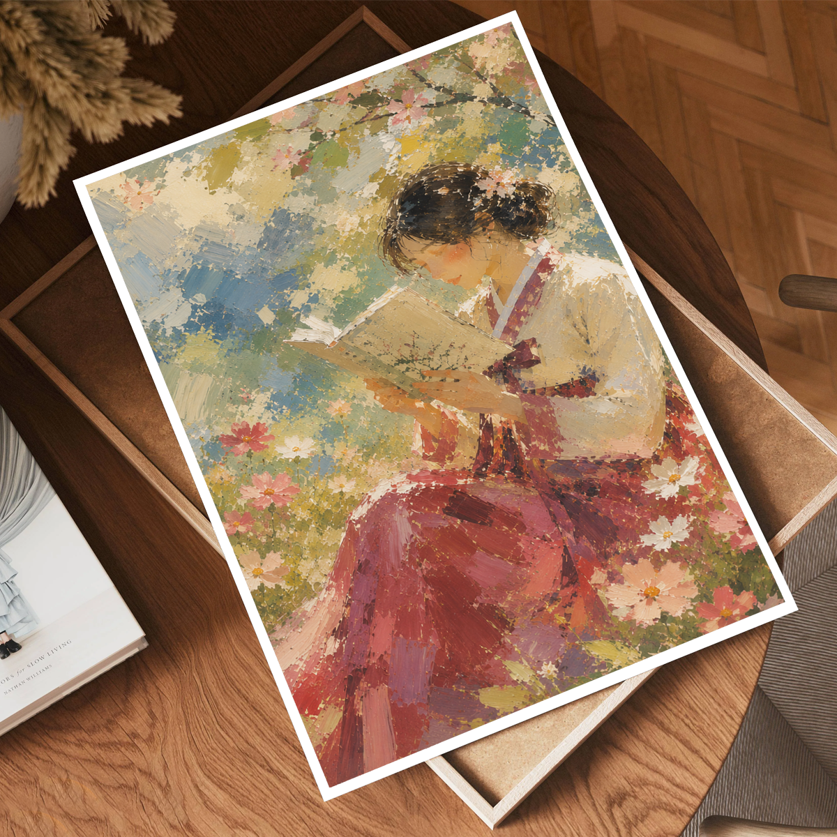 Korean Folk Woman Water Painting - South Korea - Travel Poster Print Modern Style Wall Art