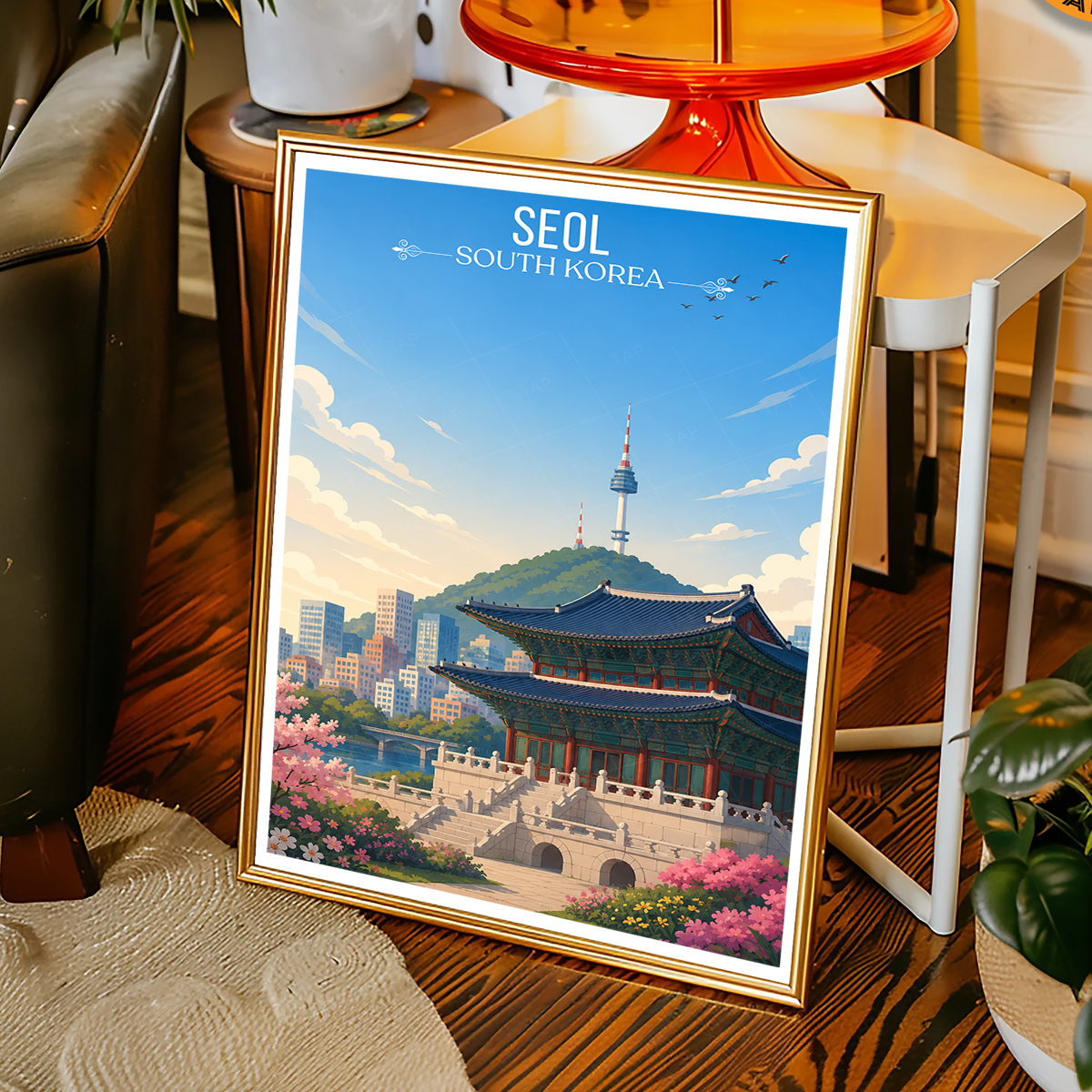 Seol - South Korea - Travel Poster Print Modern Style Wall Art