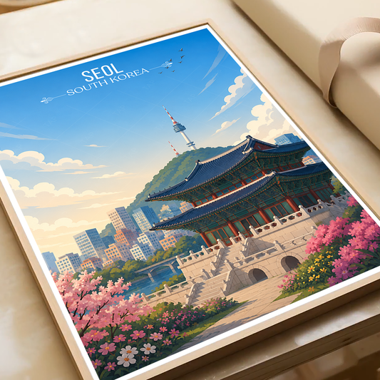 Seol - South Korea - Travel Poster Print Modern Style Wall Art - Art Print - Travel Art Poster