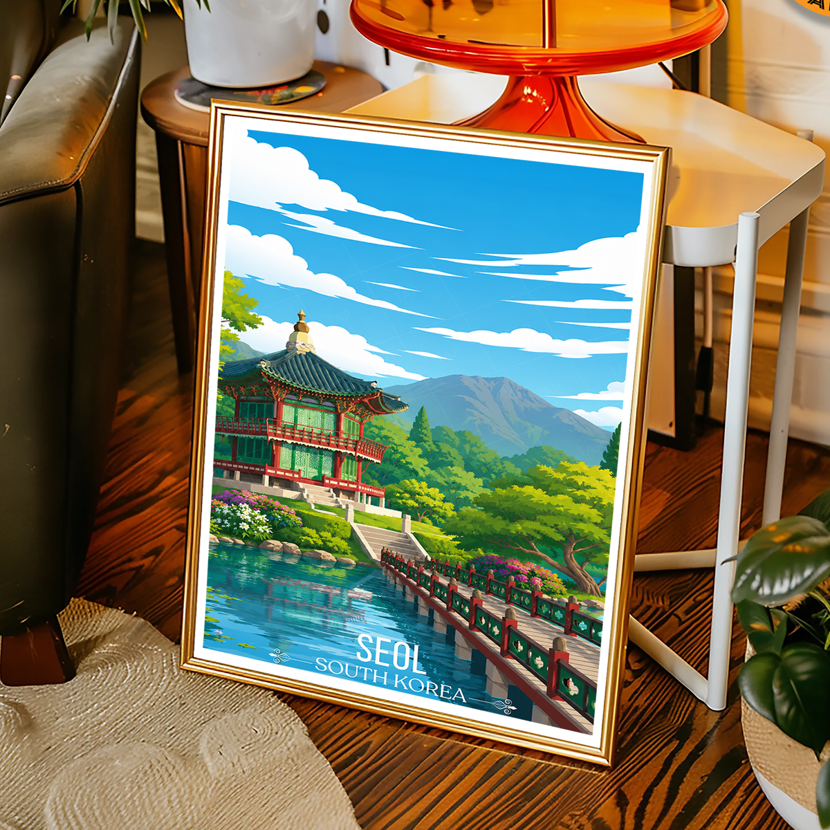 Seol - South Korea - Travel Poster Print Modern Style Wall Art