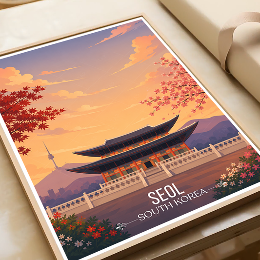 Seol - South Korea - Travel Poster Print Modern Style Wall Art - Art Print - Travel Art Poster