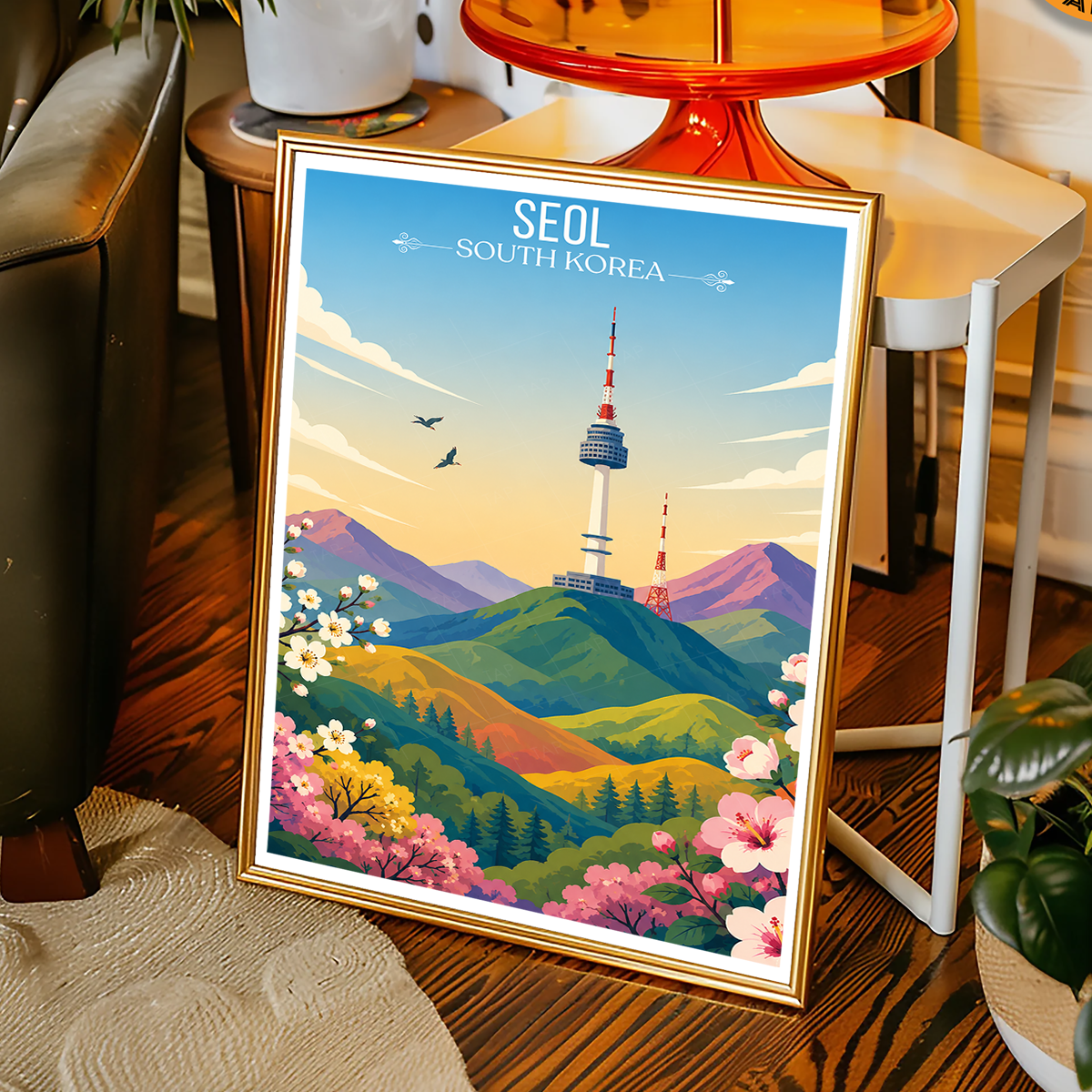 Seol - South Korea - Travel Poster Print Modern Style Wall Art
