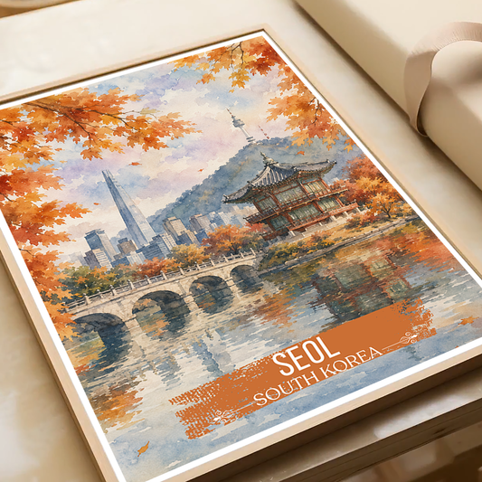 Seol - South Korea - Travel Poster Print Modern Style Wall Art - Art Print - Travel Art Poster