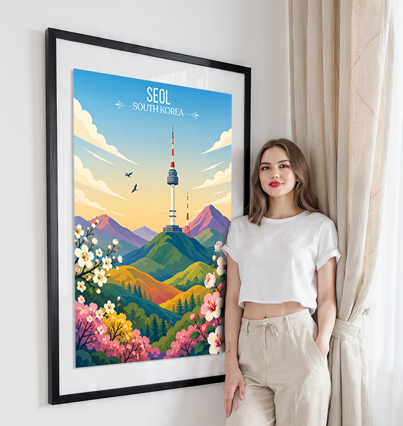 Seol - South Korea - Travel Poster Print Modern Style Wall Art