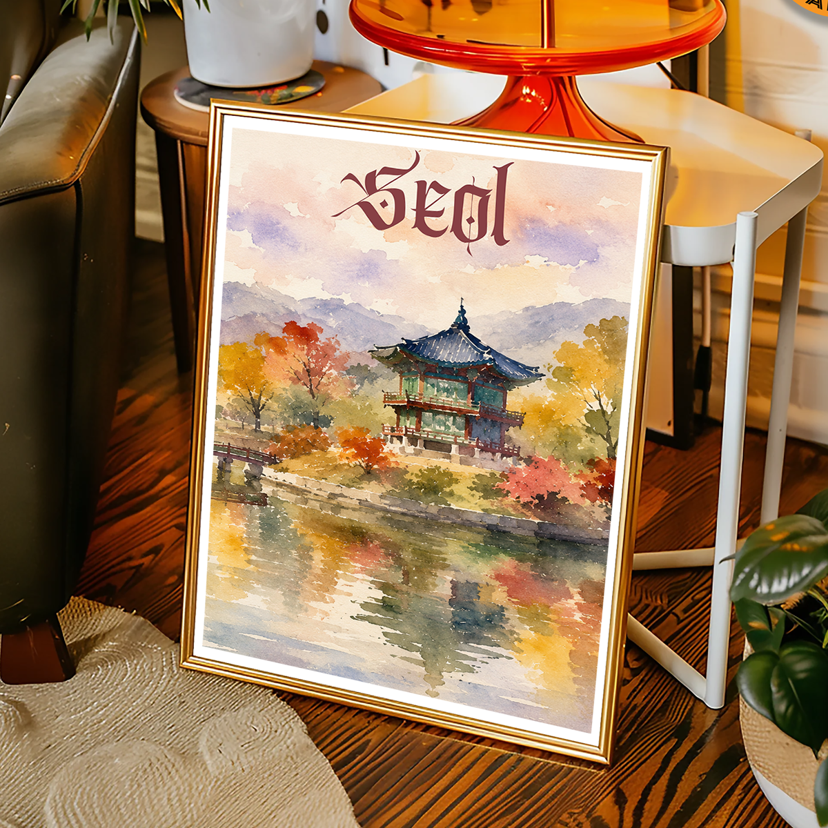 Seol - South Korea - Travel Poster Print Modern Style Wall Art