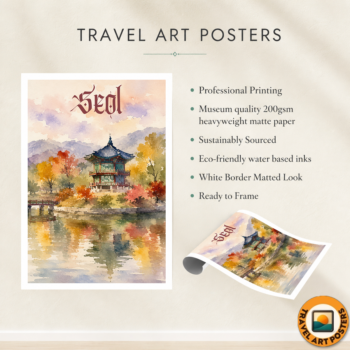 Seol - South Korea - Travel Poster Print Modern Style Wall Art