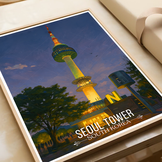 Seol Tower - South Korea - Travel Poster Print Modern Style Wall Art - Art Print - Travel Art Poster