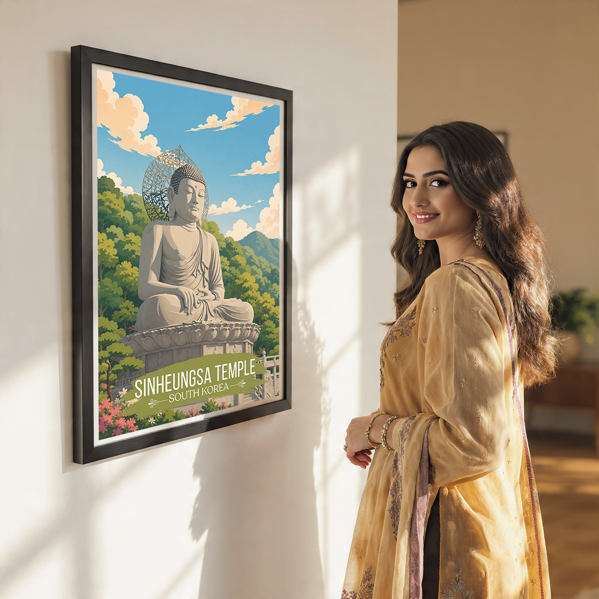 Sinheungsa Temple - South Korea - Travel Poster Print Modern Style Wall Art