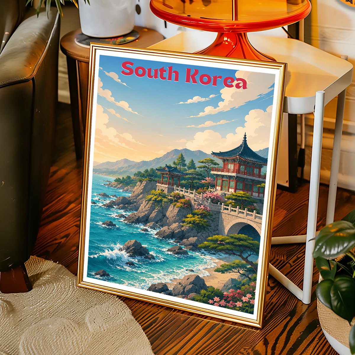 South Korea - Travel Poster Print Modern Style Wall Art