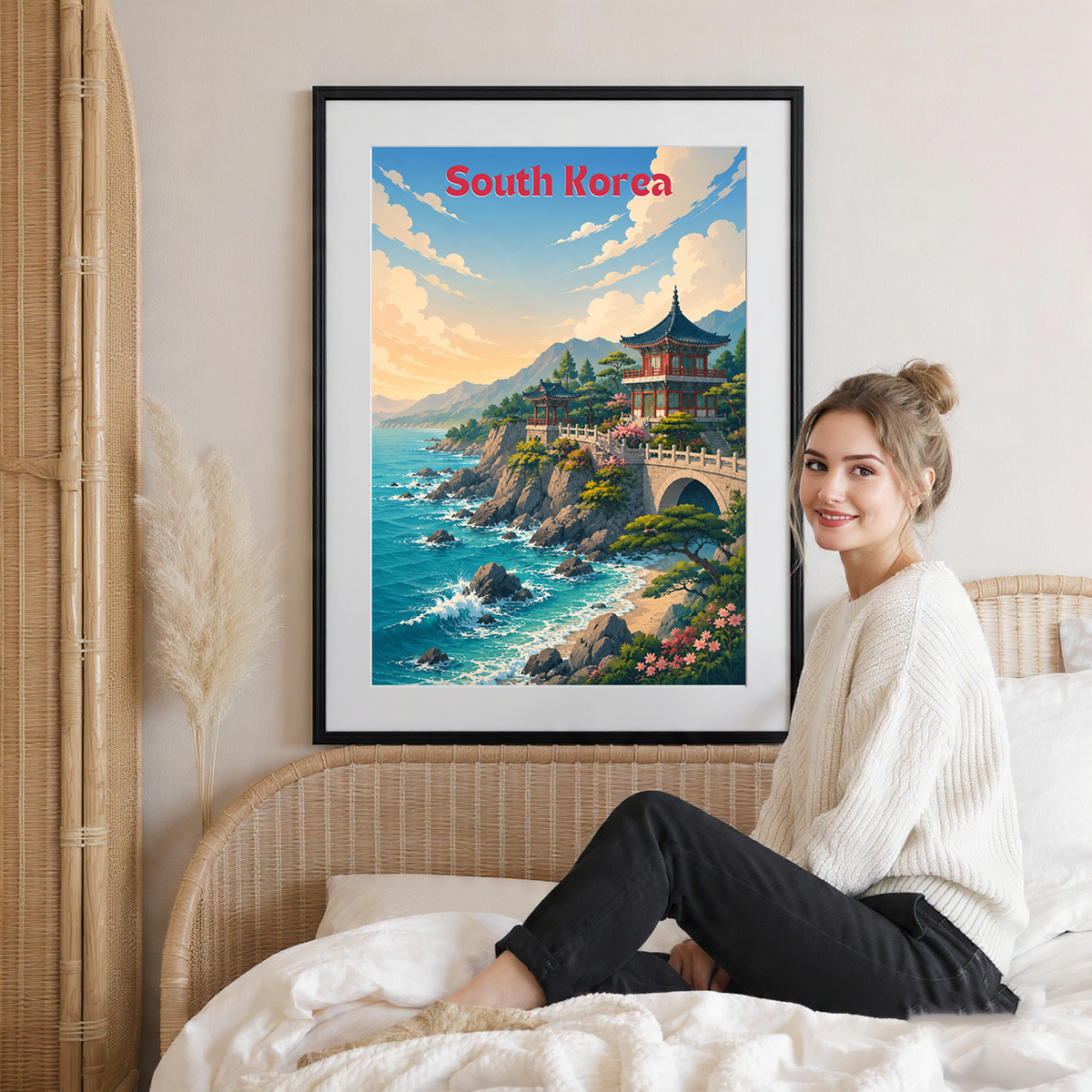 South Korea - Travel Poster Print Modern Style Wall Art