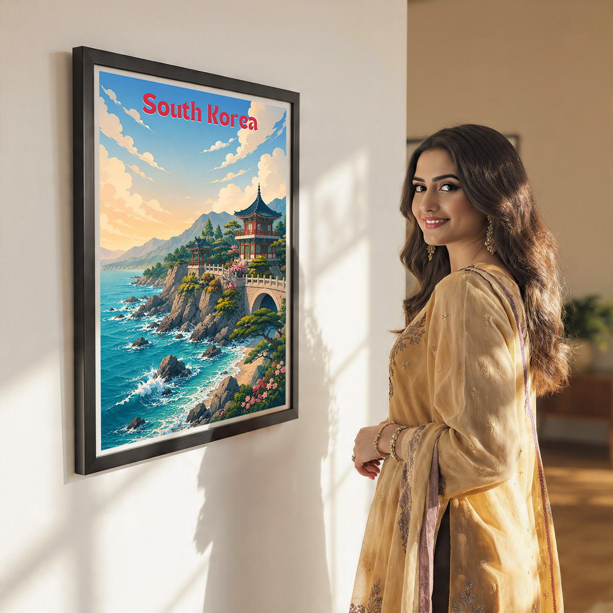 South Korea - Travel Poster Print Modern Style Wall Art