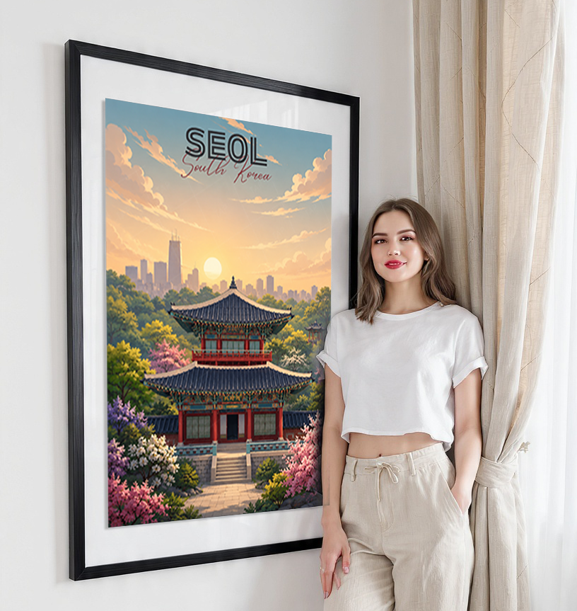 South Korea - Travel Poster Print Modern Style Wall Art