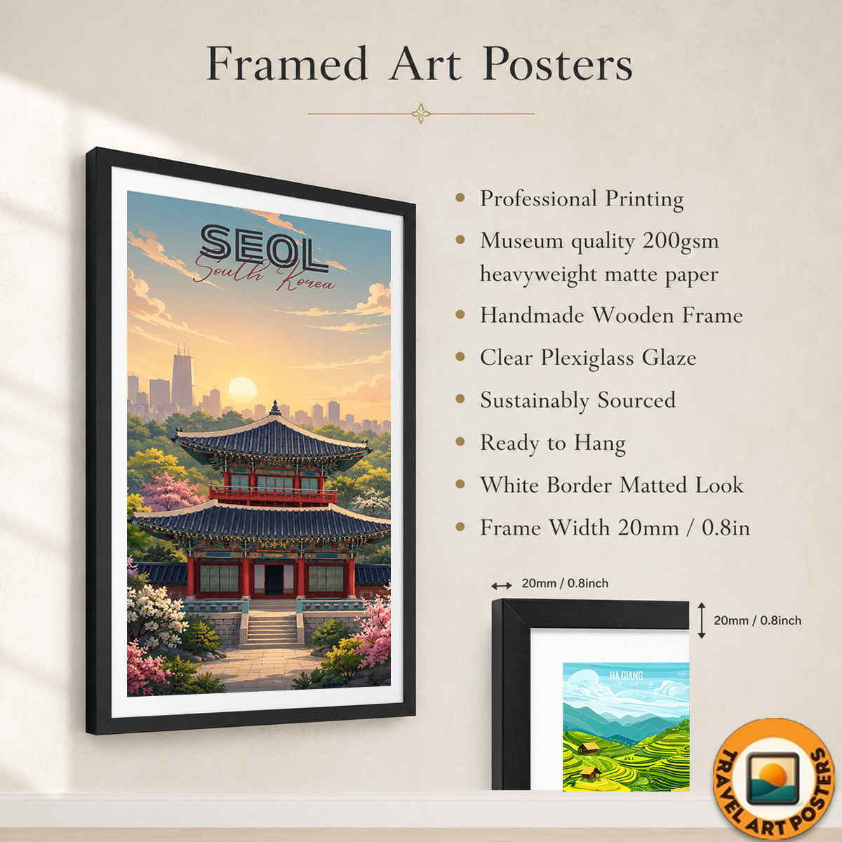 South Korea - Travel Poster Print Modern Style Wall Art