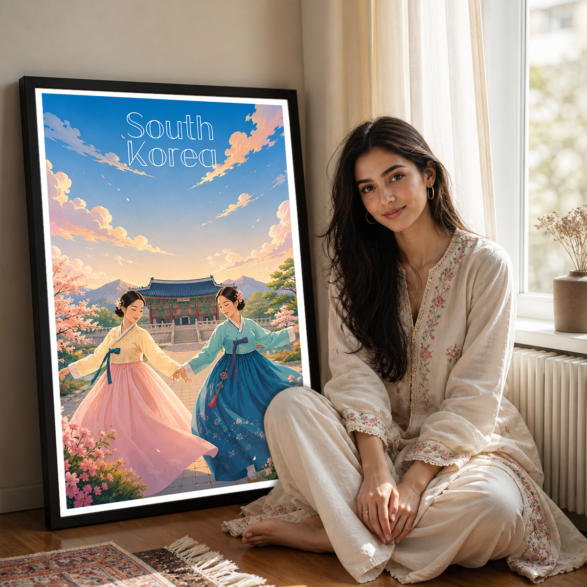 South Korea - Travel Poster Print Modern Style Wall Art
