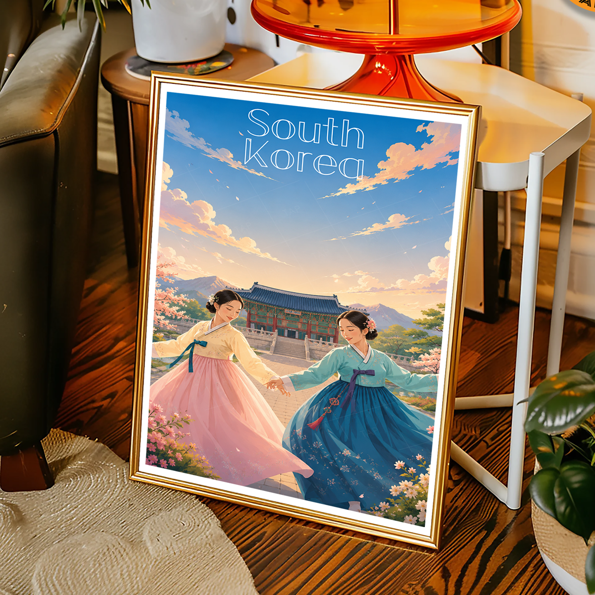 South Korea - Travel Poster Print Modern Style Wall Art