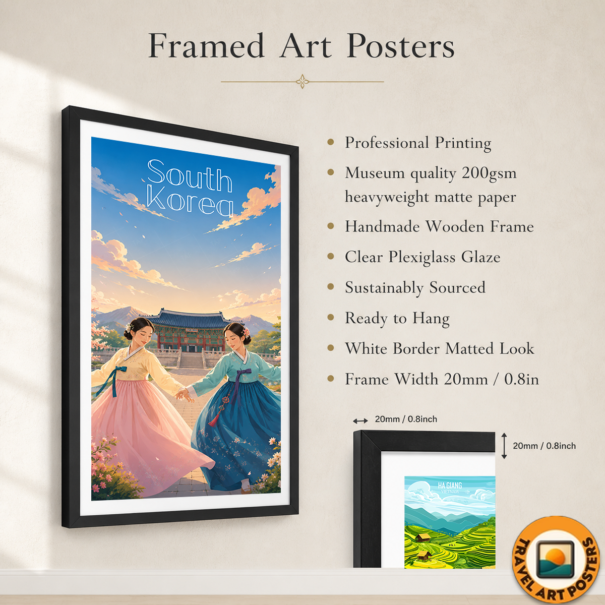 South Korea - Travel Poster Print Modern Style Wall Art