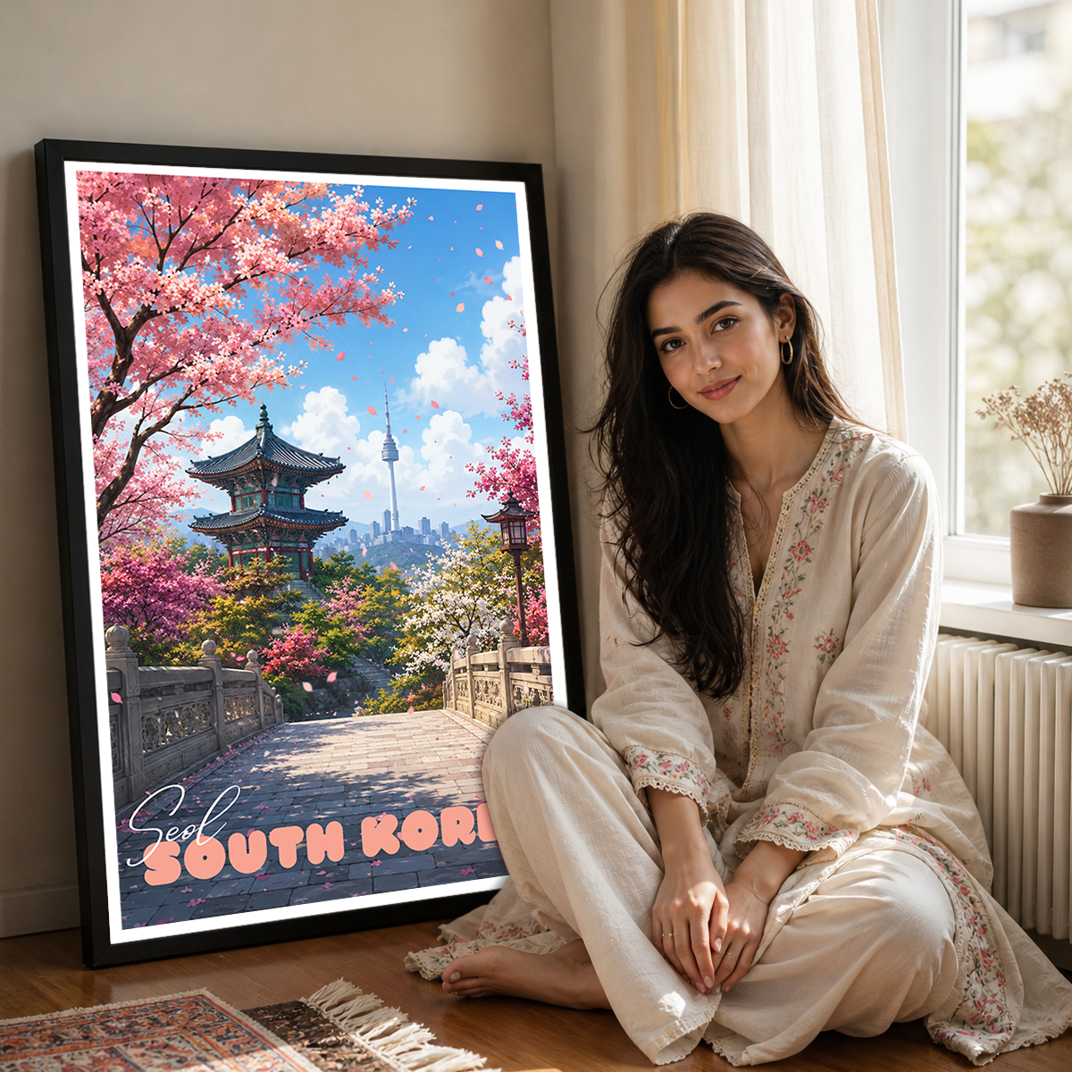 South Korea - Travel Poster Print Modern Style Wall Art
