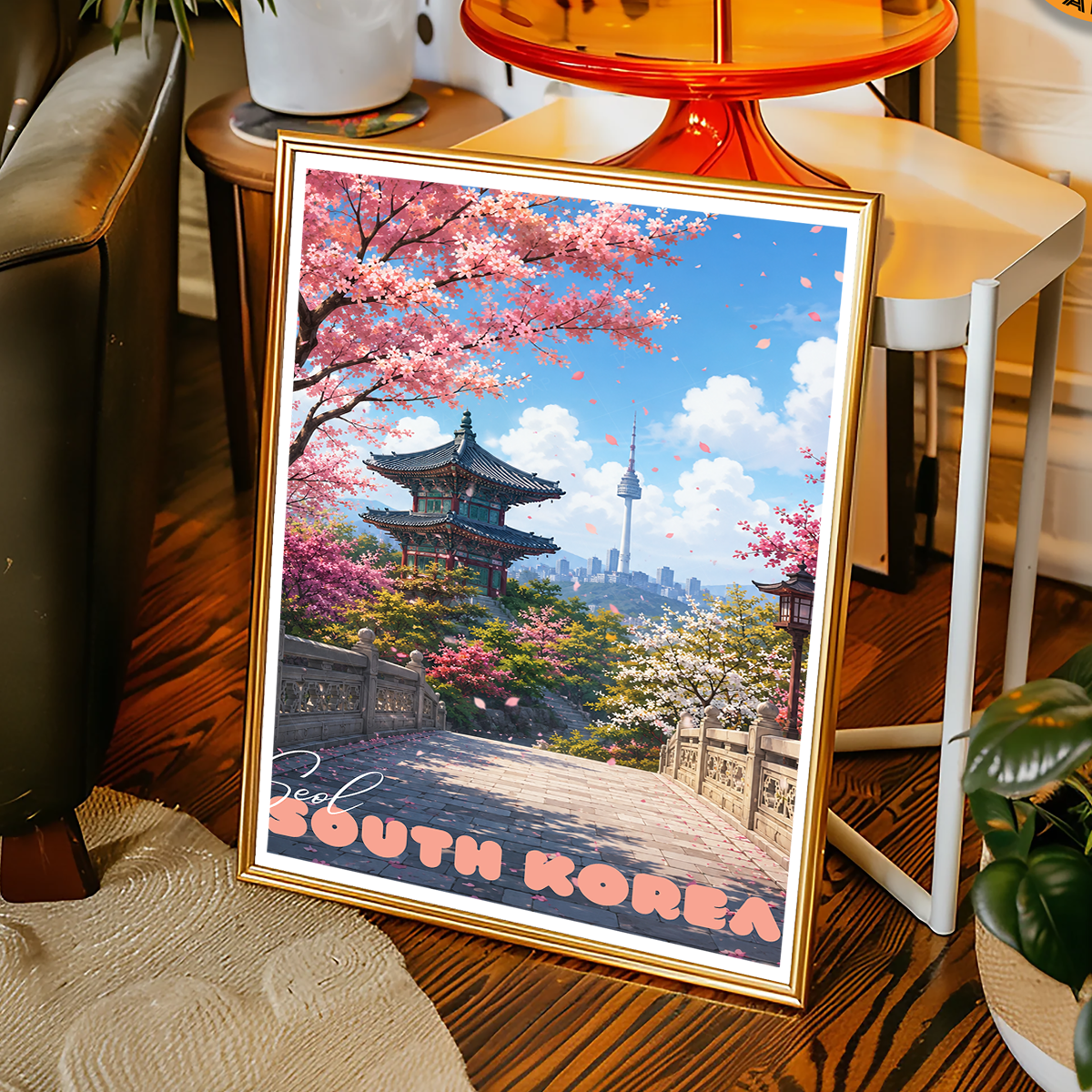 South Korea - Travel Poster Print Modern Style Wall Art