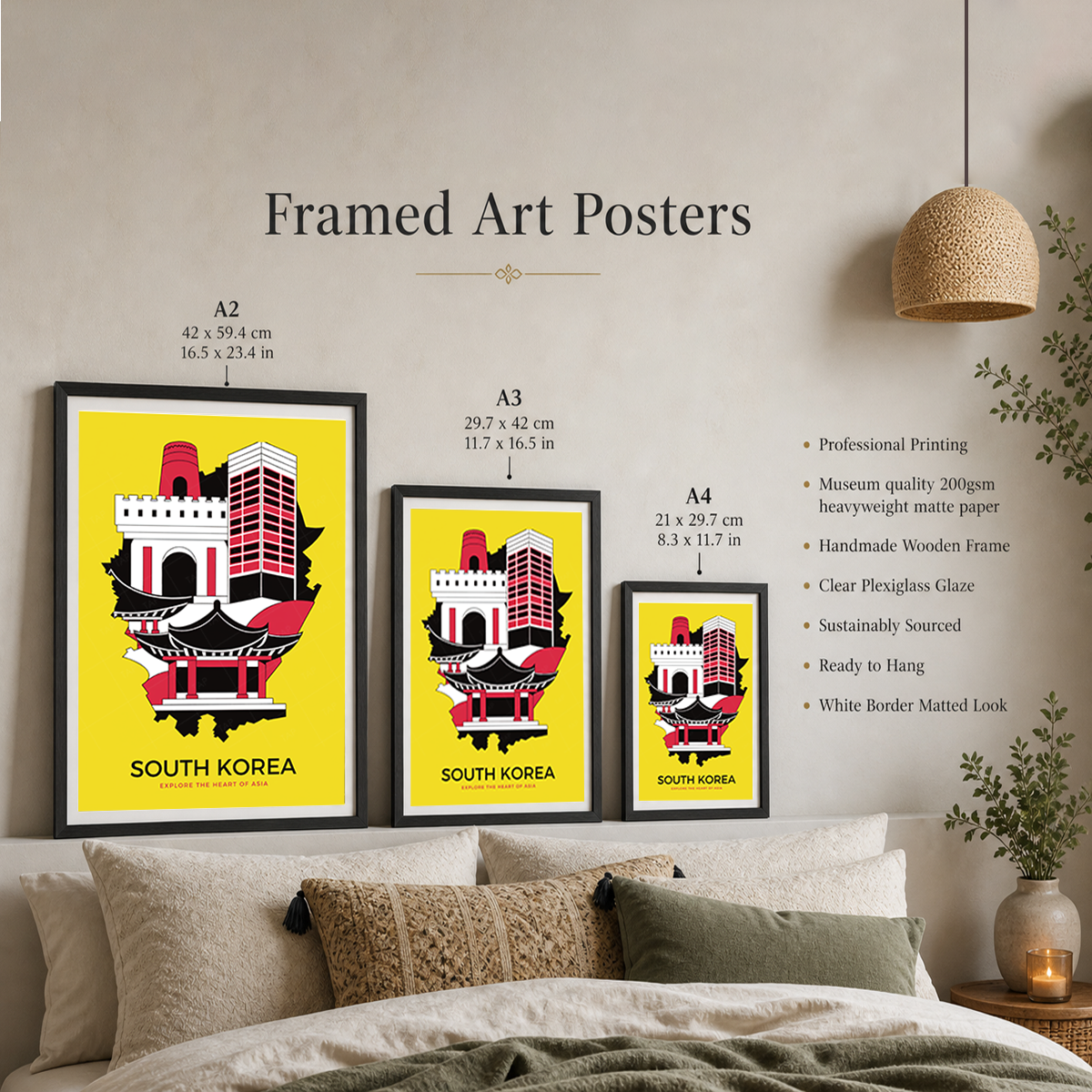 South Korea - Travel Poster Print Modern Style Wall Art