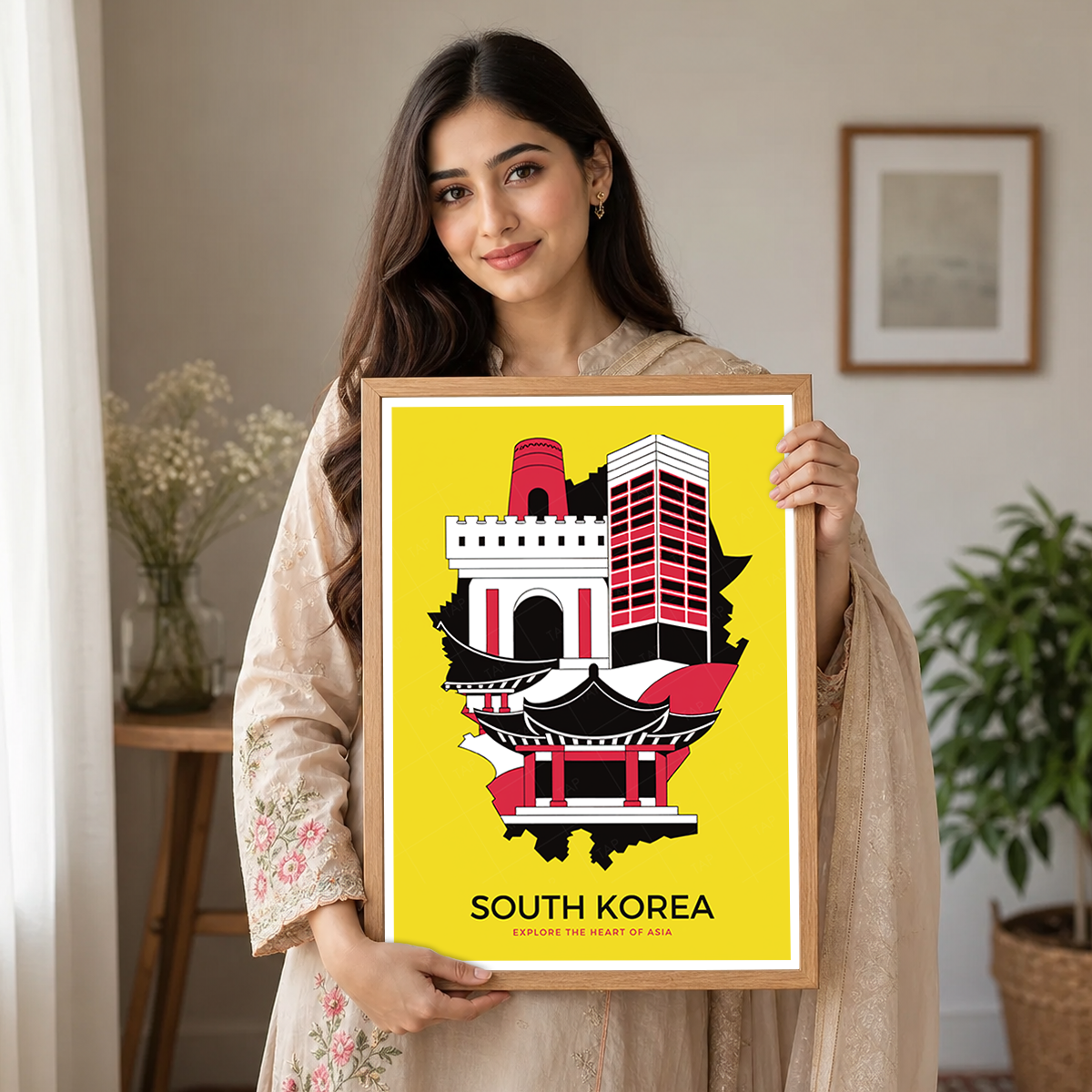 South Korea - Travel Poster Print Modern Style Wall Art