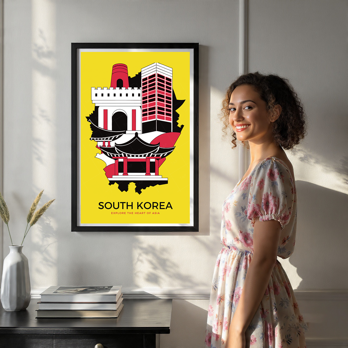 South Korea - Travel Poster Print Modern Style Wall Art
