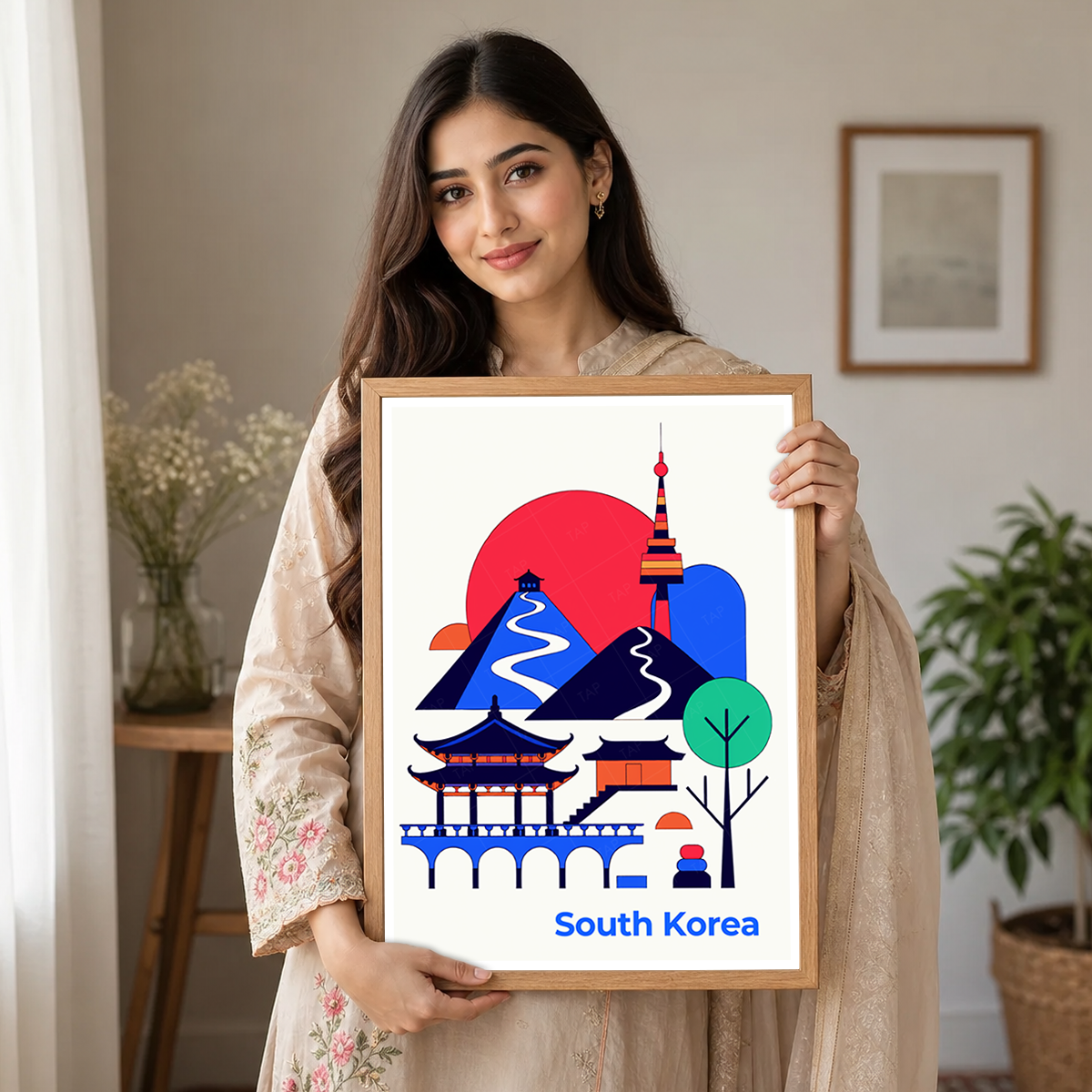 South Korea - Travel Poster Print Modern Style Wall Art