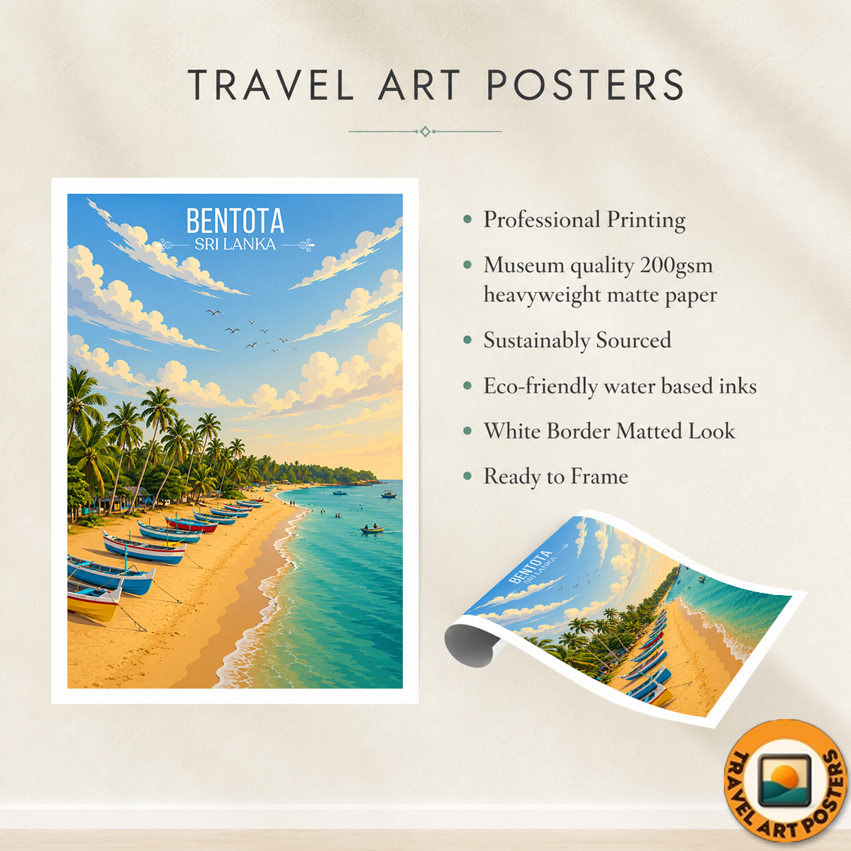 Bentota - Sri Lanka - Travel Poster Print Modern Style Wall Art - Art Print - Travel Art Poster