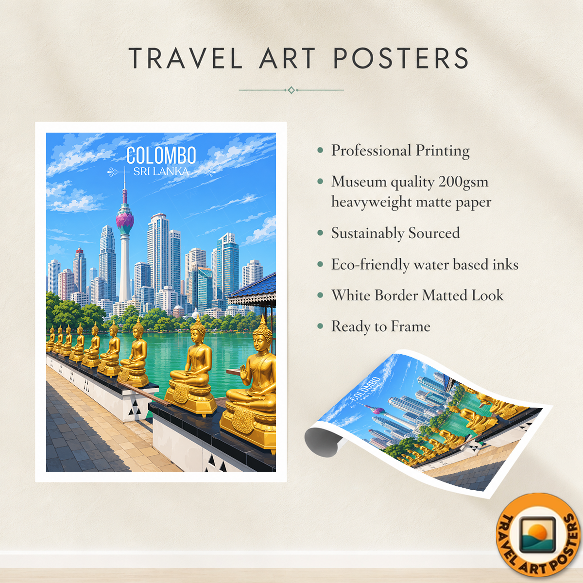 Colombo - Sri Lanka - Travel Poster Print Modern Style Wall Art - Art Print - Travel Art Poster