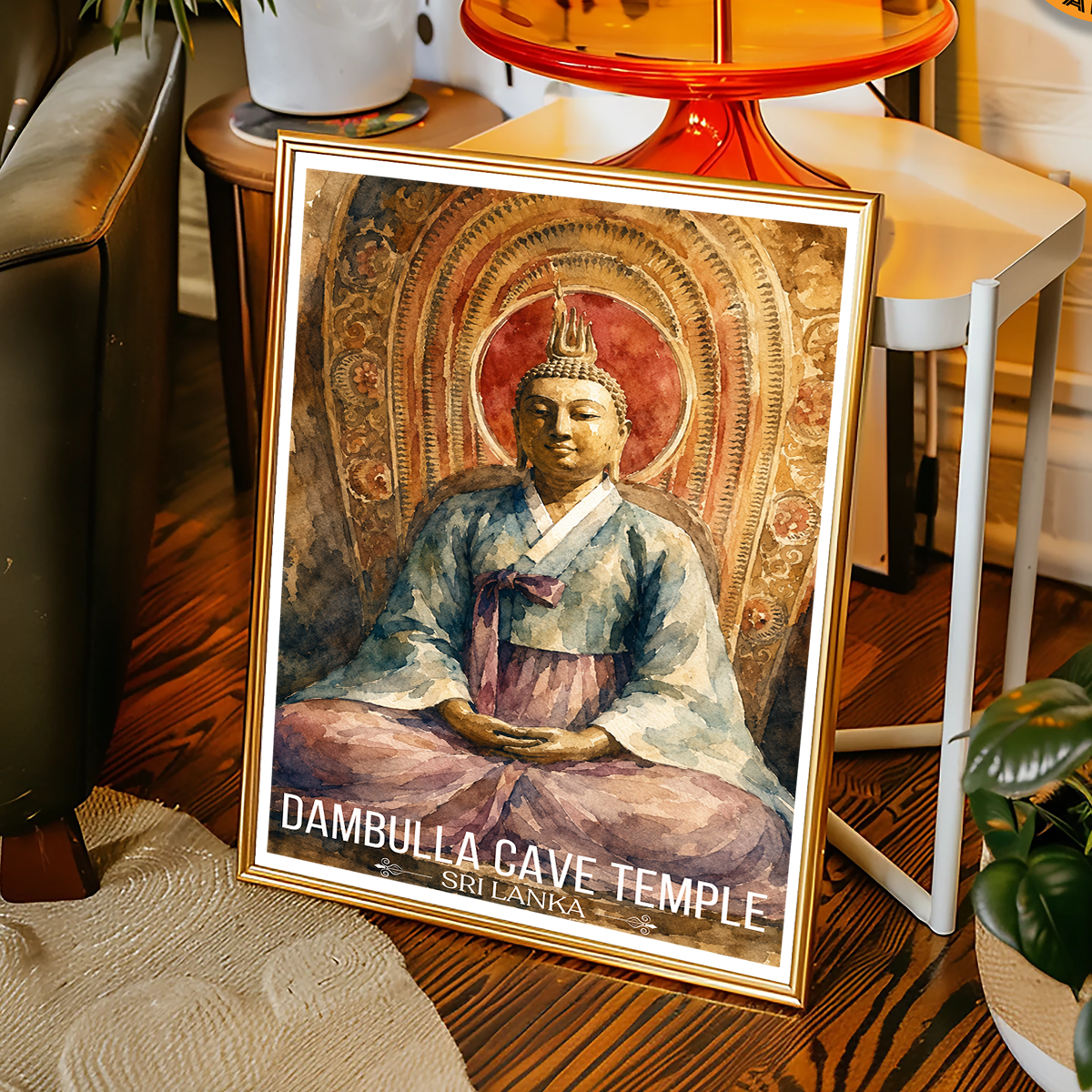Dambulla Cave Temple - Sri Lanka - Travel Poster Print Modern Style Wall Art - Art Print - Travel Art Poster
