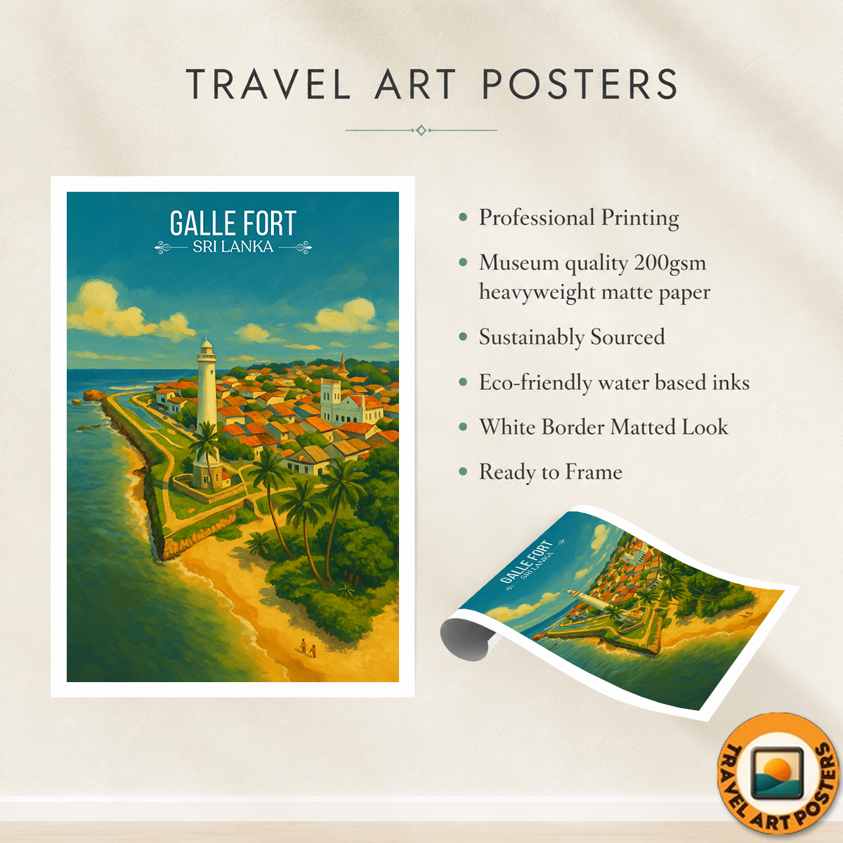 Galle Fort - Sri Lanka - Travel Poster Print Modern Style Wall Art - Art Print - Travel Art Poster