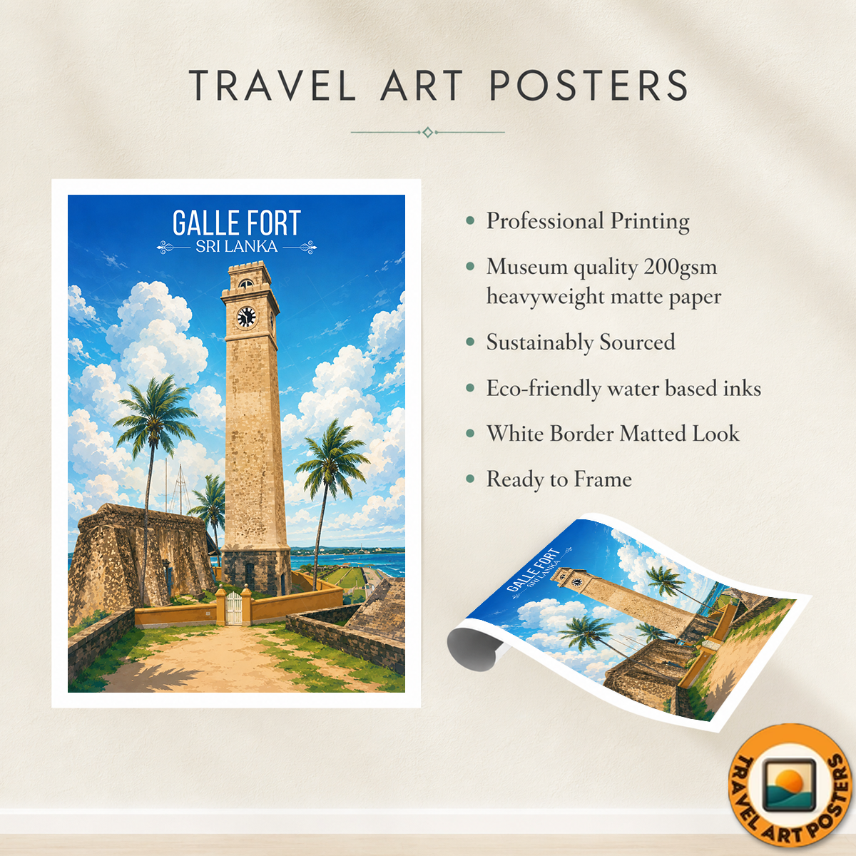 Galle Fort - Sri Lanka - Travel Poster Print Modern Style Wall Art - Art Print - Travel Art Poster