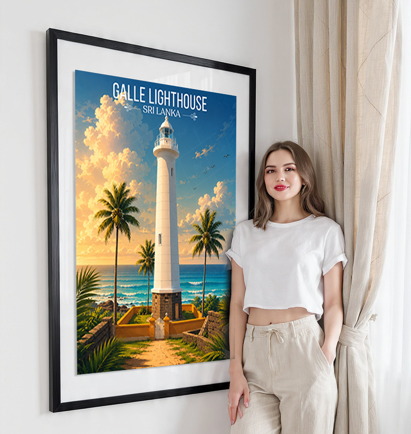 Galle Lighthouse - Sri Lanka - Travel Poster Print Modern Style Wall Art - Art Print - Travel Art Poster