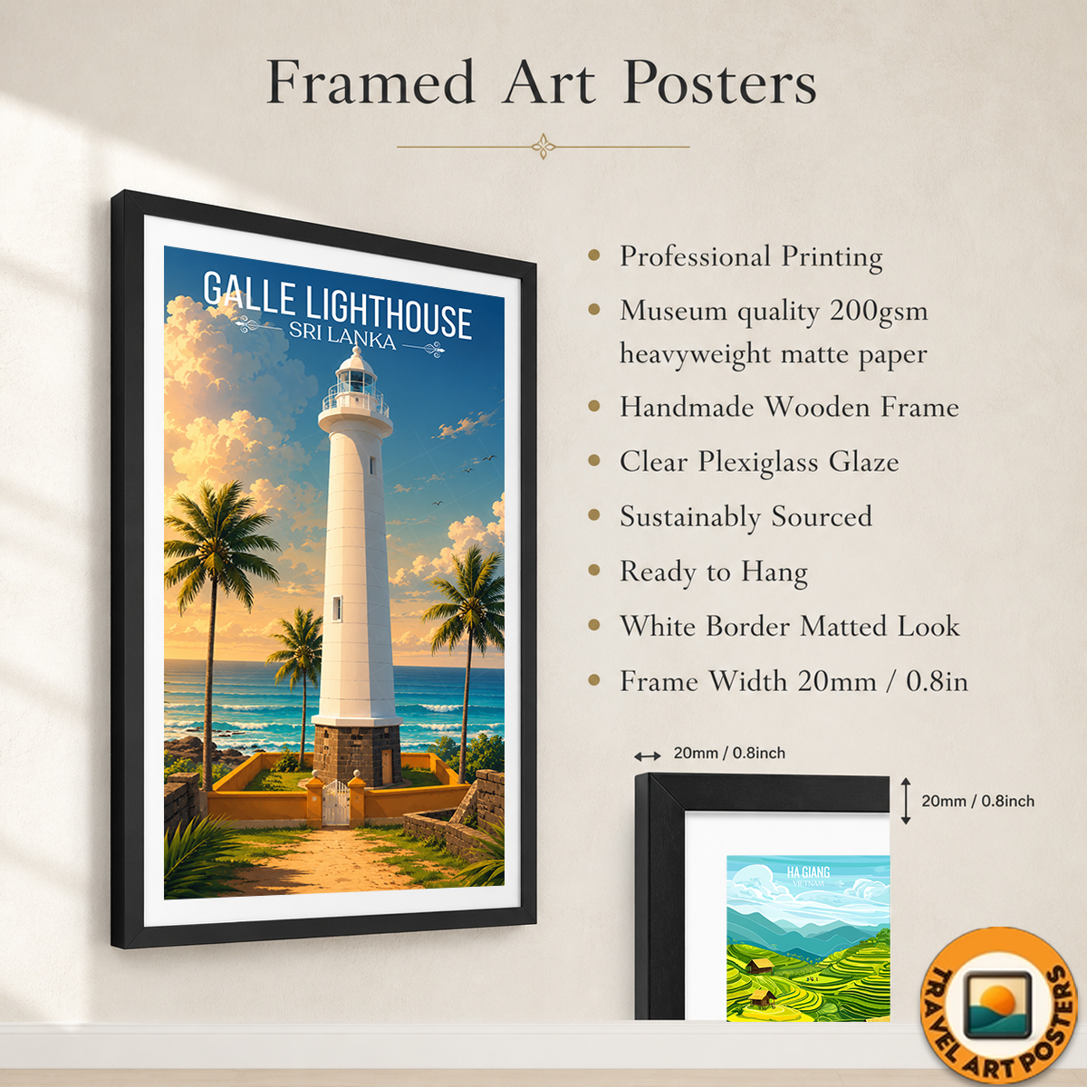 Galle Lighthouse - Sri Lanka - Travel Poster Print Modern Style Wall Art - Art Print - Travel Art Poster