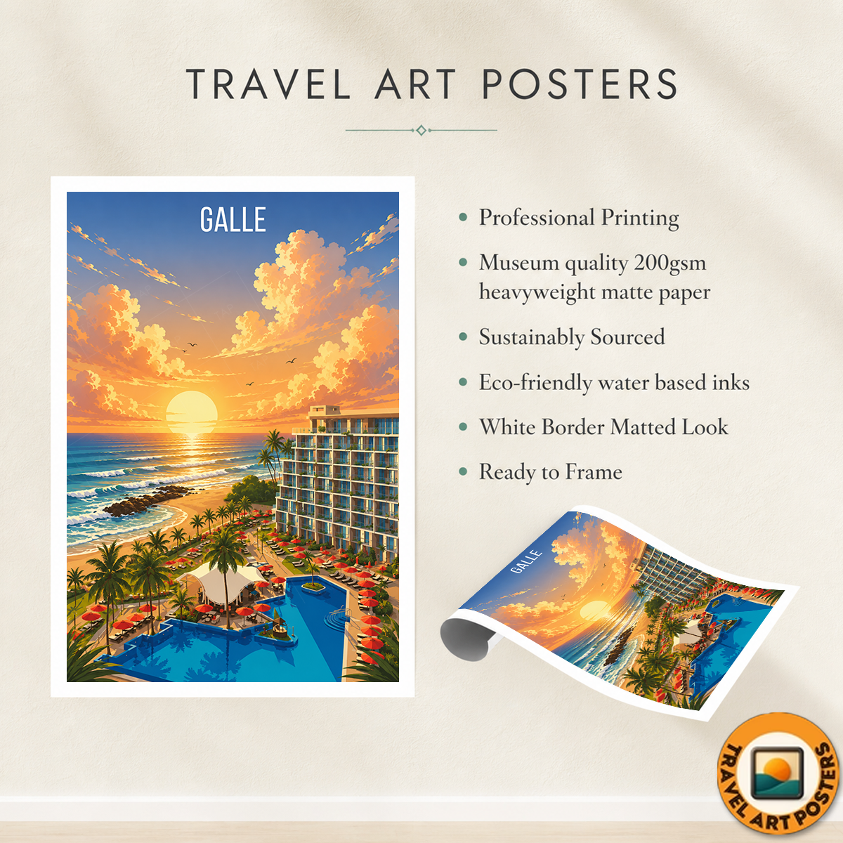 Galle - Sri Lanka - Travel Poster Print Modern Style Wall Art - Art Print - Travel Art Poster