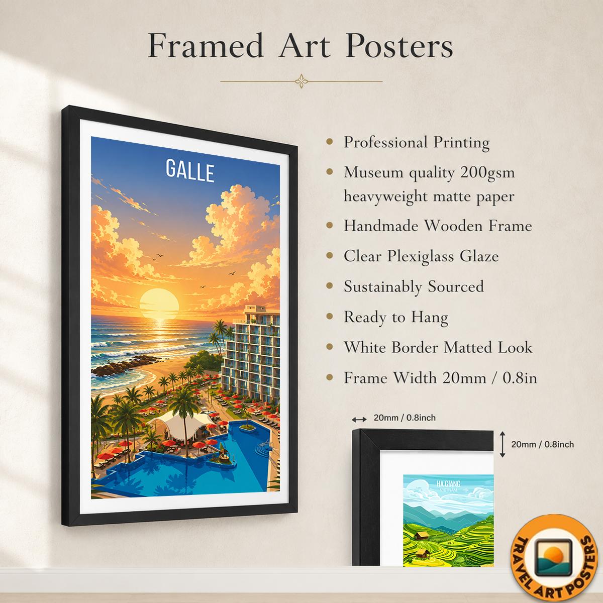 Galle - Sri Lanka - Travel Poster Print Modern Style Wall Art - Art Print - Travel Art Poster