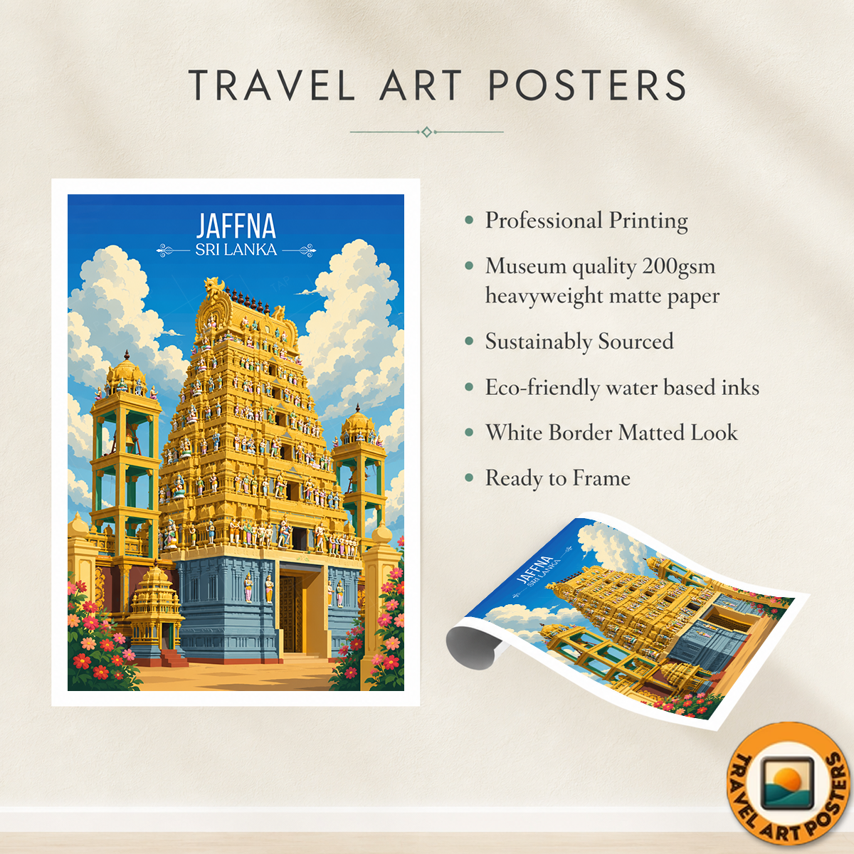 Jaffna - Sri Lanka - Travel Poster Print Modern Style Wall Art - Art Print - Travel Art Poster