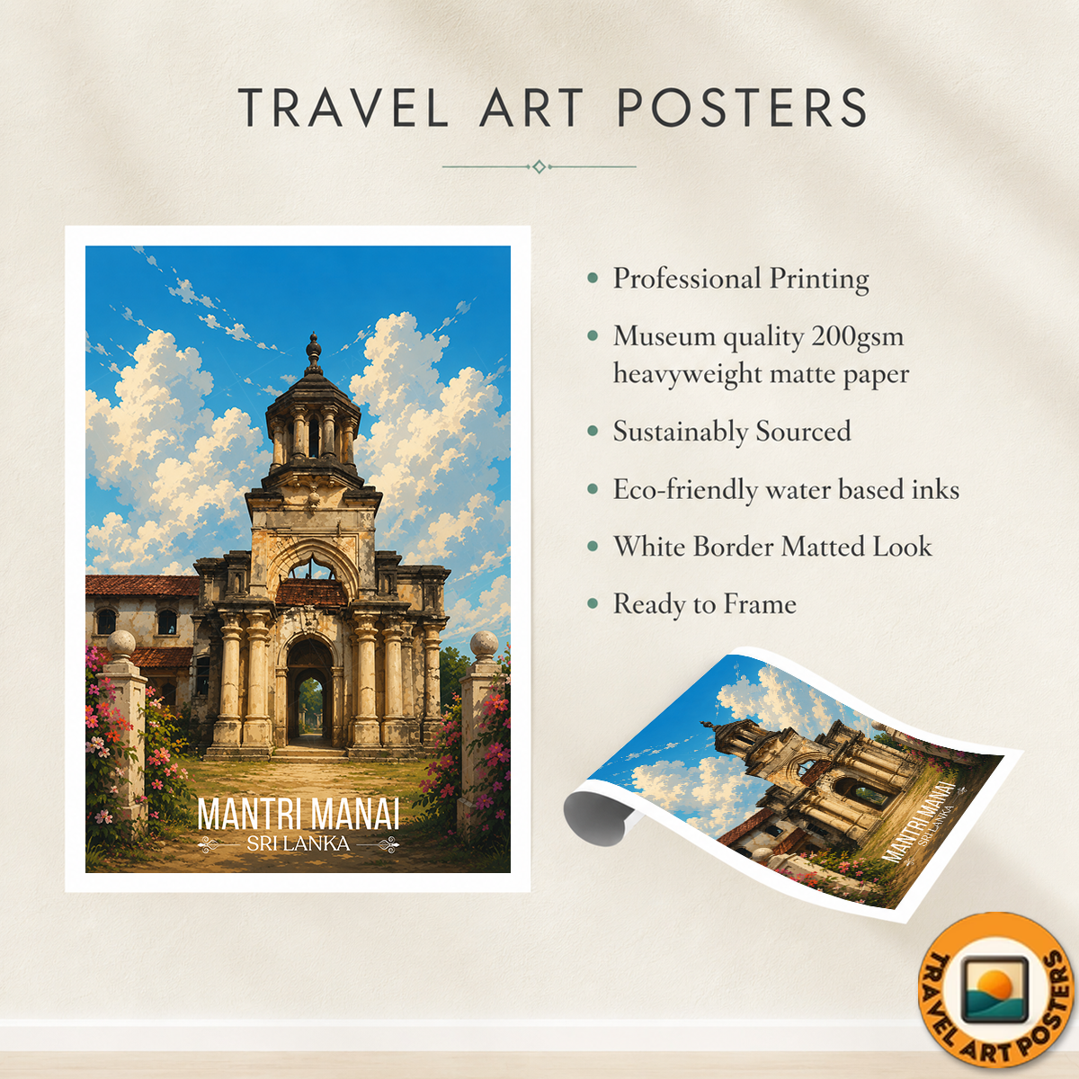 Mantri Manai - Sri Lanka - Travel Poster Print Modern Style Wall Art - Art Print - Travel Art Poster