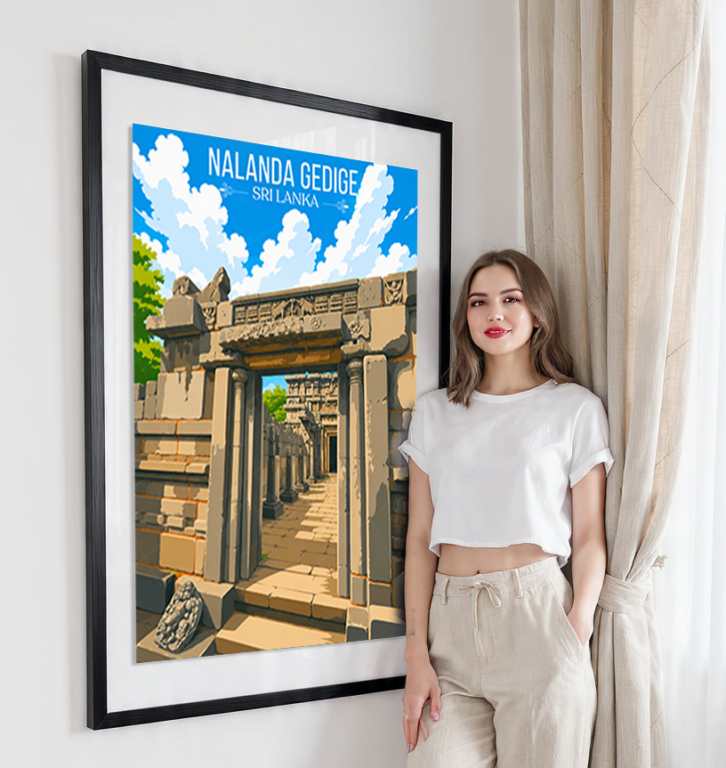 Nalanda Gedige - Sri Lanka - Travel Poster Print Modern Style Wall Art - Art Print - Travel Art Poster