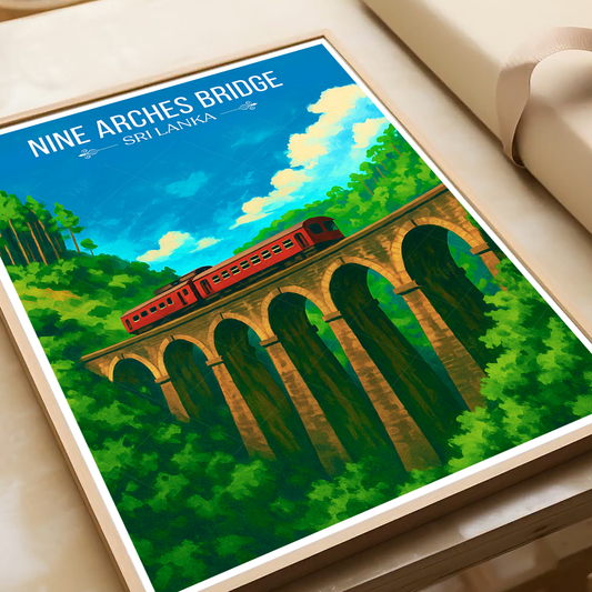 Nine Arches Bridge - Sri Lanka - Travel Poster Print Modern Style Wall Art - Art Print - Travel Art Poster