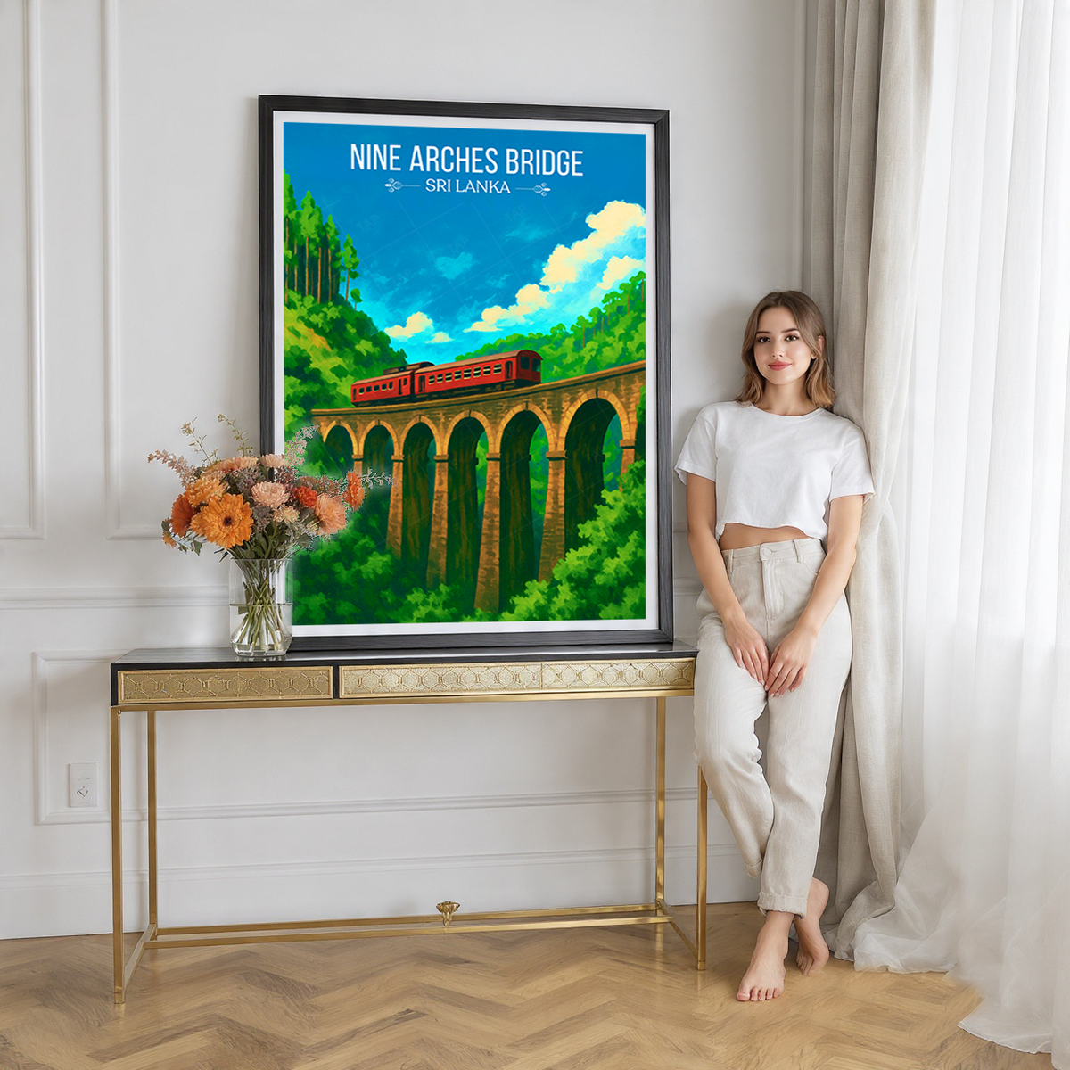 Nine Arches Bridge - Sri Lanka - Travel Poster Print Modern Style Wall Art - Art Print - Travel Art Poster