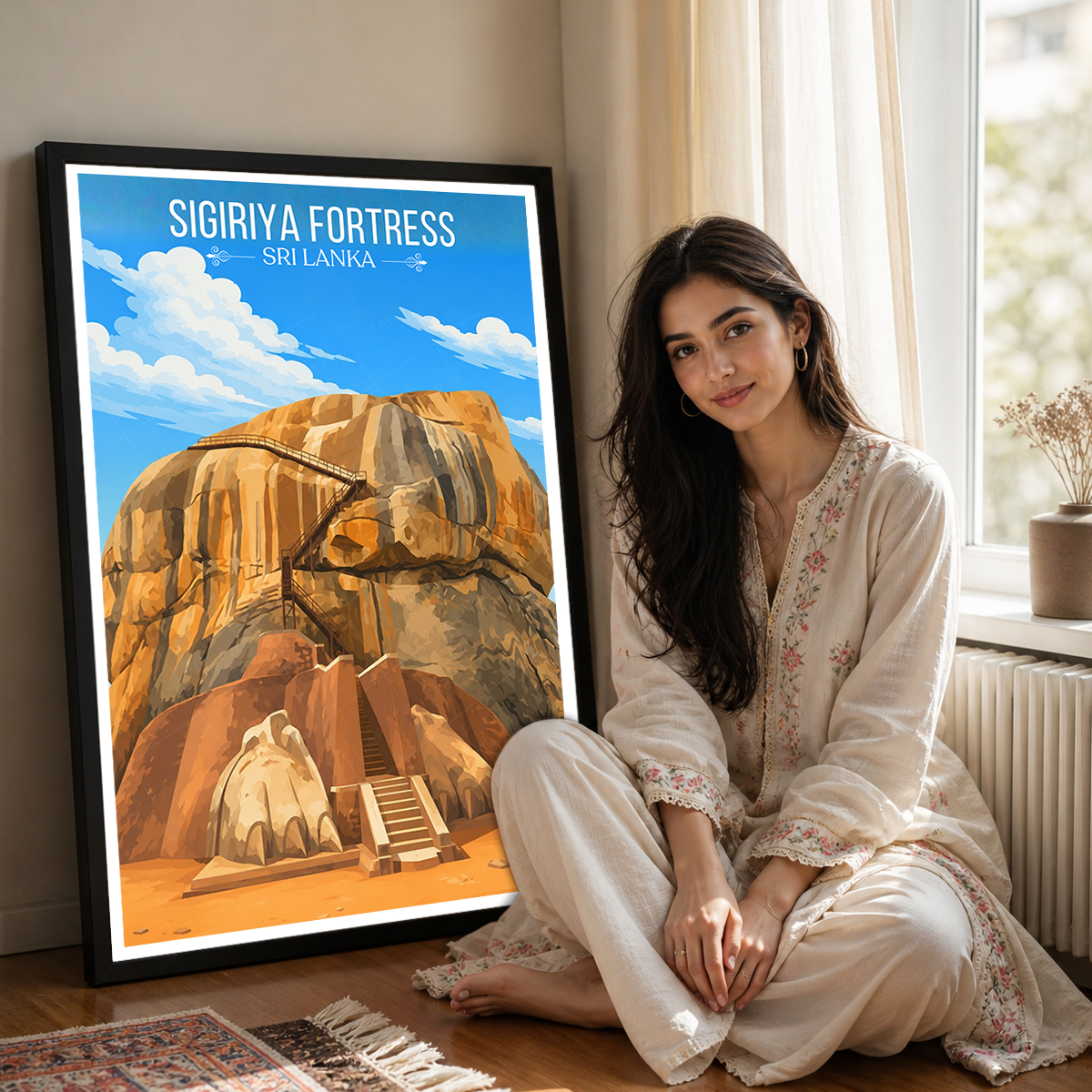 Sigiriya Fortress - Sri Lanka - Travel Poster Print Modern Style Wall Art - Art Print - Travel Art Poster