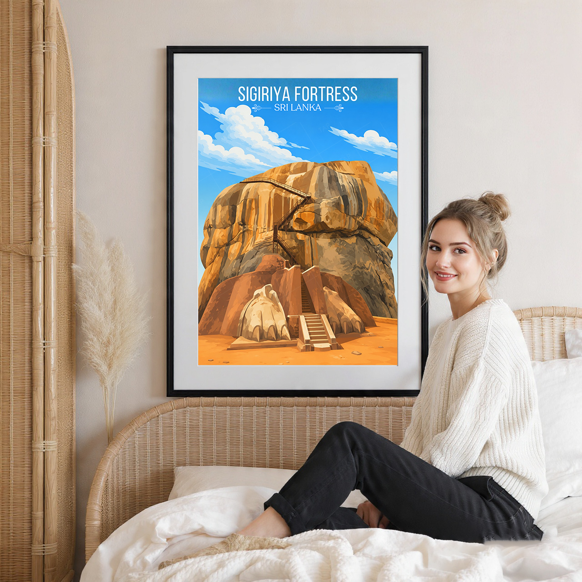 Sigiriya Fortress - Sri Lanka - Travel Poster Print Modern Style Wall Art - Art Print - Travel Art Poster