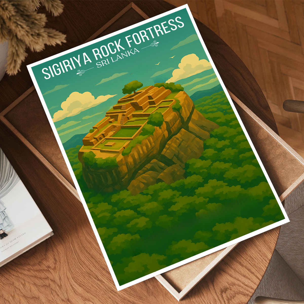 Sigiriya Rock Fortress - Sri Lanka - Travel Poster Print Modern Style Wall Art - Art Print - Travel Art Poster