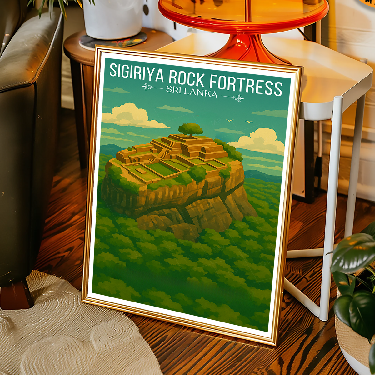 Sigiriya Rock Fortress - Sri Lanka - Travel Poster Print Modern Style Wall Art - Art Print - Travel Art Poster