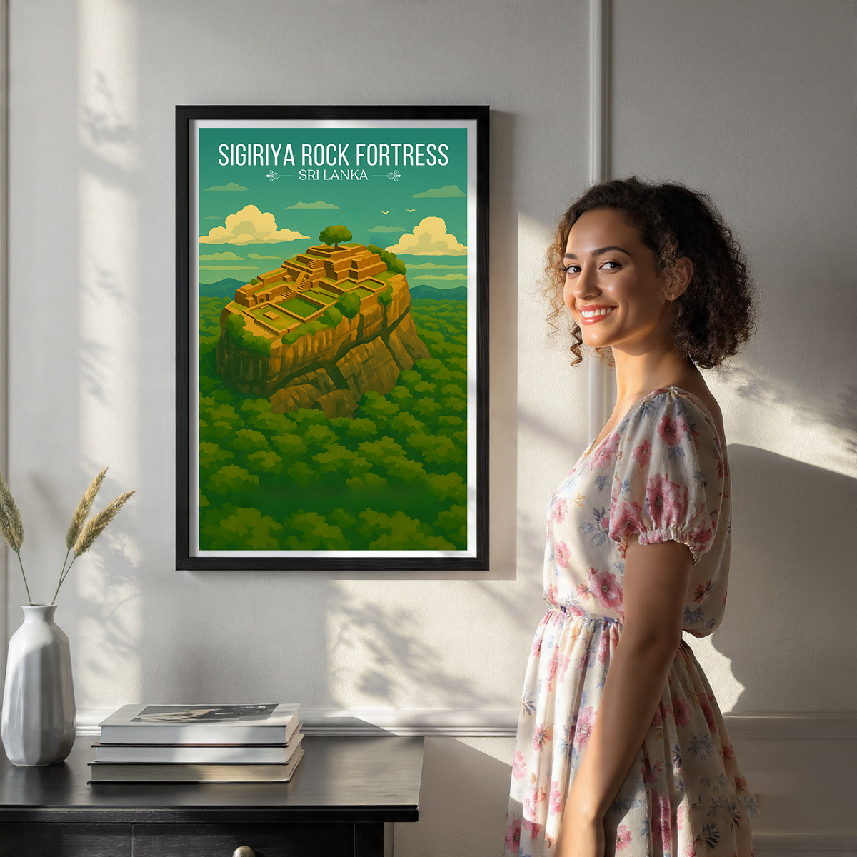 Sigiriya Rock Fortress - Sri Lanka - Travel Poster Print Modern Style Wall Art - Art Print - Travel Art Poster