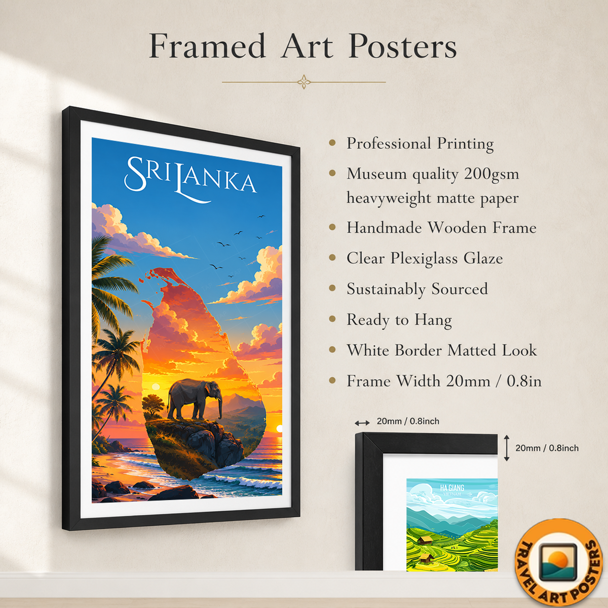 Sri Lanka - Travel Poster Print Modern Style Wall Art