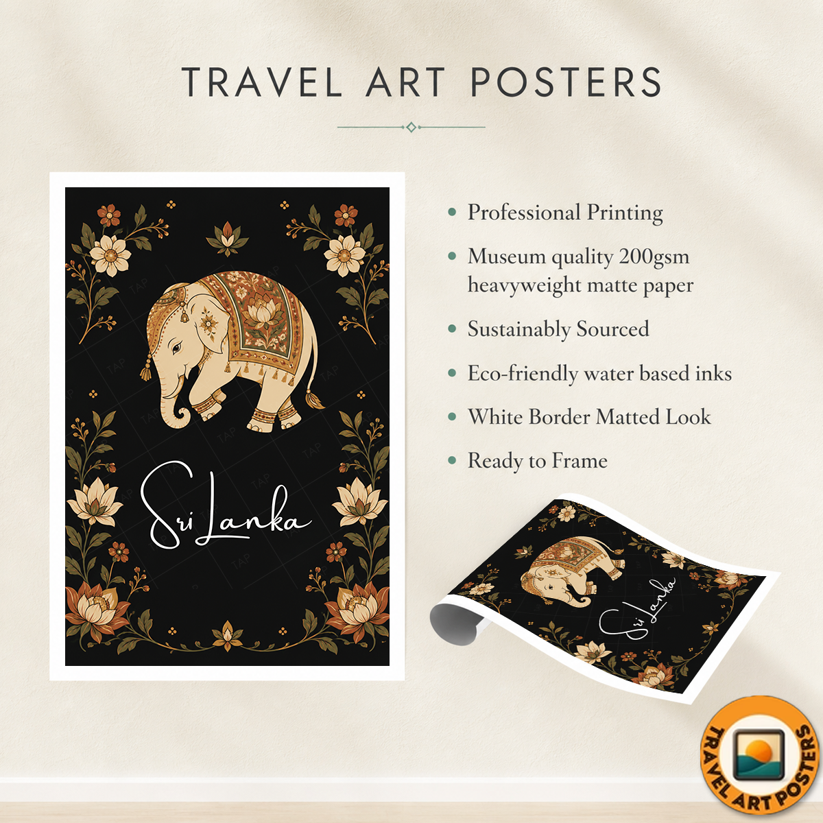Sri Lanka - Travel Poster Print Modern Style Wall Art