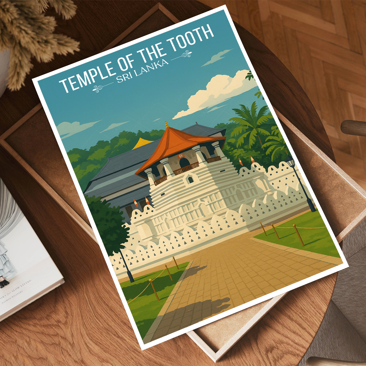 Temple of the Tooth - Sri Lanka - Travel Poster Print Modern Style Wall Art