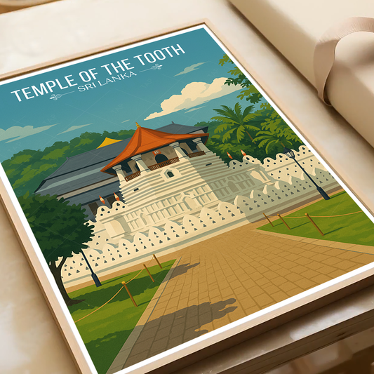 Temple of the Tooth - Sri Lanka - Travel Poster Print Modern Style Wall Art - Art Print - Travel Art Poster